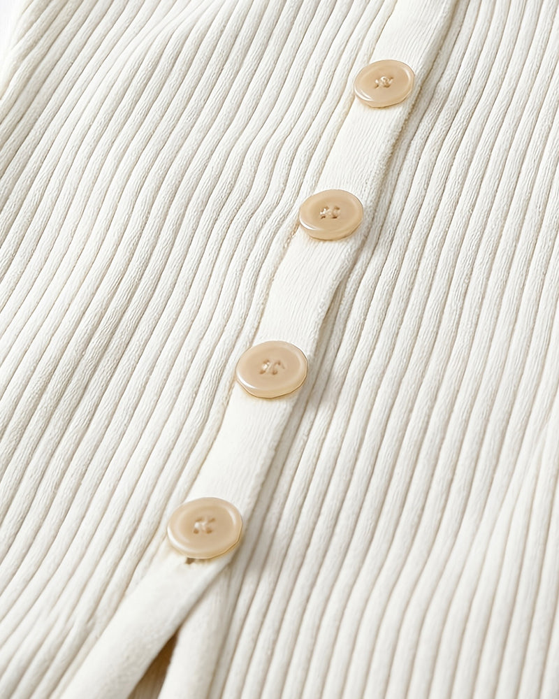 Ribbed Knit Slit Midi Dress